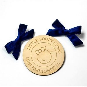 Navy Blue Velvet Piggies Pigtail Hair Bows Clip In